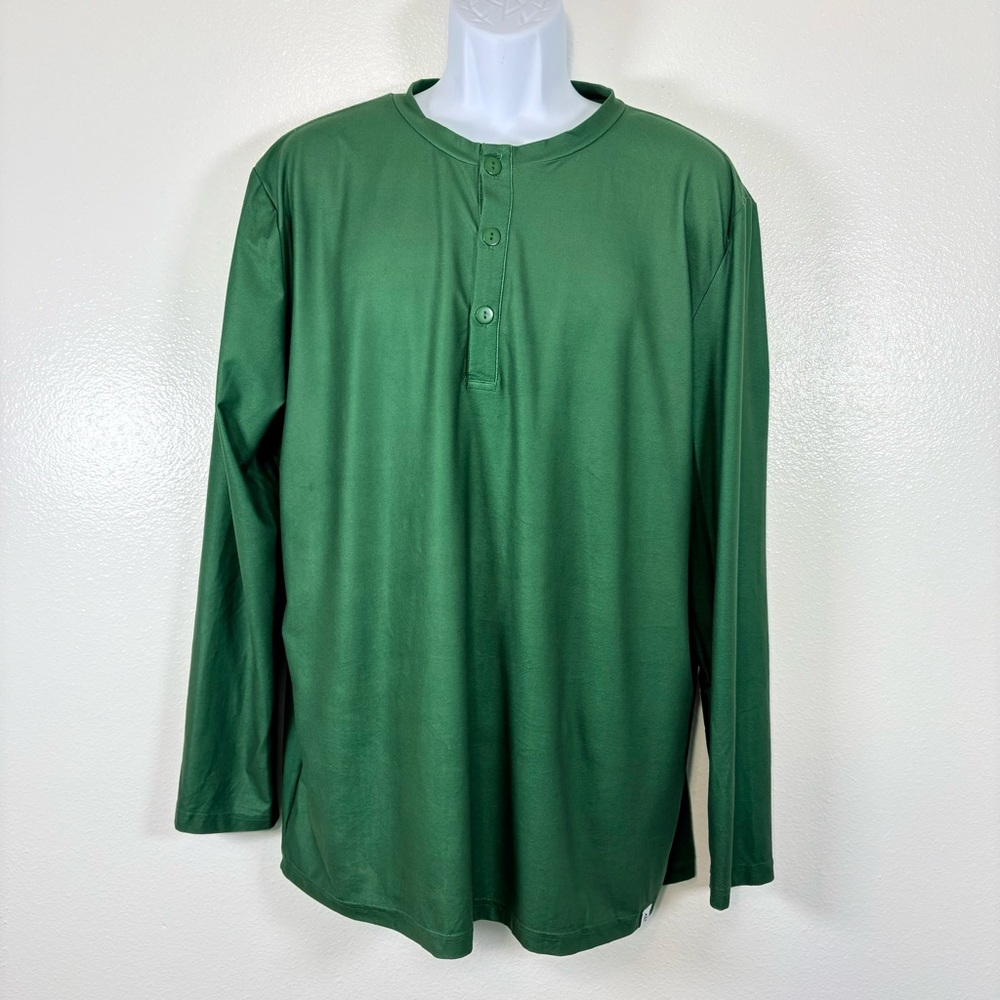 Sweet Honey Green Long Sleeve Henley Top Size XL Stretch NWT Cozycore Comfy